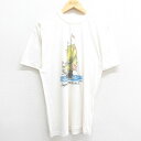 【中古】古着 半袖 ビンテージ ヴィンテージTシャツ メンズ 80年代 80s ケイマン諸島 BWI 船 クルーネック 丸首 生成り Lサイズ 中古 | 春夏 夏物 夏服 ヴィンテージTシャツ メンズファッション カットソー ティーシャツ ティシャツ メンズTシャツ 半袖Tシャ 5OF