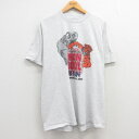 【中古】古着 ジャージーズ 半袖 ビンテージ ヴィンテージTシャツ メンズ 90年代 90s トラ ゾウ アイアンボウル 企業広告 クルーネック 丸首 USA製 アメリカ製 薄グレー 霜降り XLサイズ 中古 春夏 夏物 夏服 ヴィンテージTシャツ メンズファッション カットソー テ