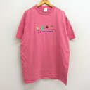【中古】古着 オニータ ONIETA 半袖 ビンテージ ヴィンテージTシャツ メンズ 90年代 90s ラパロマ サボテン 唐辛子 刺繍 大きいサイズ 2L LL ビッグシルエット ゆったり ビッグサイズ オーバーサイズ ロング丈 コットン クルーネック 丸首 USA製 アメリカ製 5OF