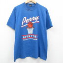 【中古】古着 スクリーンスターズ 半袖 ビンテージ ヴィンテージTシャツ メンズ 90年代 90s Perry バスケットボール クルーネック 丸首 USA製 アメリカ製 青 ブルー XLサイズ 中古 | 春夏 夏物 夏服 ヴィンテージTシャツ メンズファッション カットソー ティ 5OF(4)