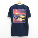 【中古】古着 半袖Tシャツ メンズ 車 クラシックカー インアンドアウトバーガー コットン クルーネック 丸首 紺 ネイビー Lサイズ 中古 | 春夏 夏物 夏服 メンズファッション カットソー ティーシャツ ティシャツ メンズTシャツ 半袖Tシャツ 半袖ティーシャツ カジュア