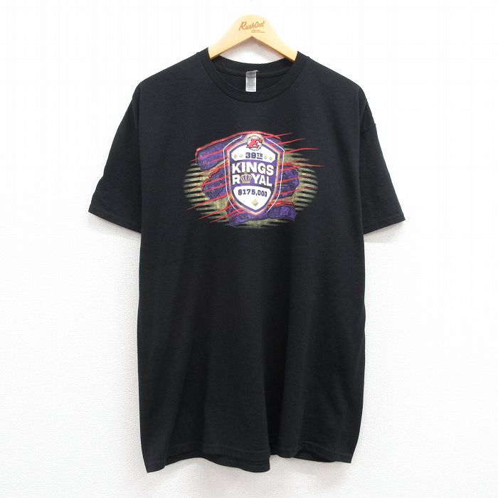 【中古】古着 半袖Tシャツ メンズ キングスロイヤル レーシングカー クルーネック 丸首 黒 ブラック XLサイズ 中古 | 春夏 夏物 夏服 メンズファッション カットソー ティーシャツ ティシャツ メンズTシャツ 半袖Tシャツ 半袖ティーシャツ カジュアルTシャツ 5OF
