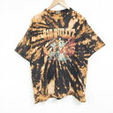 【中古】古着 半袖Tシャツ メンズ BIG BILLYZ 犬 大きいサイズ 2L LL ビッグシルエット ゆったり ビッグサイズ オーバーサイズ コットン クルーネック 丸首 黒他 ブラック ブリーチ加工 XLサイズ 中古 中古メンズ半袖プリントキャラクター