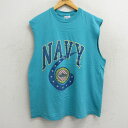 【中古】古着 ヘインズ Hanes ビンテージ ヴィンテージ ノースリーブTシャツ メンズ 80年代 80s ミリタリー ネイビー NAVY コットン クルーネ...