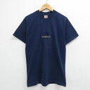 【中古】古着 半袖 ビンテージ ヴィンテージTシャツ メンズ 90年代 90s メンフェス 刺繍 クルーネック 丸首 紺 ネイビー Mサイズ 中古 | 春夏 夏物 夏服 ヴィンテージTシャツ メンズファッション カットソー ティーシャツ ティシャツ メンズTシャツ 半袖Tシャ