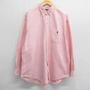 【中古】古着 ラルフローレン Ralph Lauren 長袖 ブランドシャツ メンズ ワンポイントロゴ BIG SHIRT オックスフォード ロング丈 大きいサイズ 2L LL ビッグシルエット ゆったり ビッグサイズ オーバーサイズ コットン ボタンダウン ピンク XLサイズ 中古 トップス |