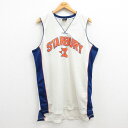 【中古】古着 ビンテージ ヴィンテージ タンクトップ メンズ 00年代 00s STARBURY MARBURY 3 メッシュ地 大きいサイズ 2L LL ビッグシルエット ゆったり ビッグサイズ オーバーサイズ ロング丈 Vネック 白他 ホワイト ユニフォーム　ゲームシャツ XLサイズ 中古 春夏