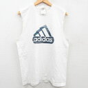 【中古】古着 アディダス adidas ビンテージ ヴィンテージ ノースリーブTシャツ メンズ 00年代 00s ビッグロゴ コットン クルーネック 丸首 カナダ製 白 ホワイト Lサイズ 中古 春夏 夏物 夏服 メンズファッション カジュアル おしゃれ