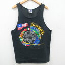 【中古】古着 ライトニングボルト ビンテージ ヴィンテージ タンクトップ メンズ 90年代 90s 国旗 サッカー コットン クルーネック 丸首 USA製 アメ...