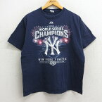 【中古】古着 半袖 ビンテージ ヴィンテージTシャツ メンズ 00年代 00s MLB ニューヨークヤンキース アルフレドアセベス 松井秀喜 コットン クルーネック 丸首 紺 ネイビー メジャーリーグ ベースボール 野球 【spe】 Lサイズ 中古 | 春夏 夏物 夏服 ヴィンテージTシャ