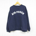 【中古】古着 長袖スウェット メンズ 00年代 00s ミリタリー AIR FORCE エアーフォース クルーネック 丸首 濃紺 ネイビー XLサイズ 中古 スエット トレーナー トップス | 春夏 春物 春服 秋冬 秋物 秋服 メンズファッション カジュアル おしゃれ ファッション 3OF