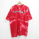 【中古】古着 アディダス adidas 半袖 ビンテージ ヴィンテージTシャツ メンズ 90年代 90s ワンポイントロゴ 大きいサイズ 2L LL ビッグシルエット ゆったり ビッグサイズ オーバーサイズ コットン クルーネック 丸首 USA製 アメリカ製 赤他 レッド ブリーチ 5OF