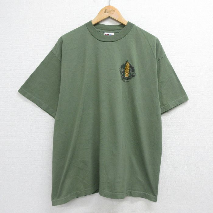 【中古】古着 半袖 ビンテージ ヴィンテージTシャツ メンズ 00年代 00s トウモロコシ コットン クルーネック 丸首 USA製 アメリカ製 緑 グリーン XLサイズ 中古 | 春夏 夏物 夏服 ヴィンテージTシャツ メンズファッション カットソー ティーシャツ ティシャツ メンズT