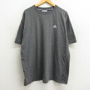 【中古】古着 アディダス adidas 半袖 ビンテージ ヴィンテージTシャツ メンズ 90年代 90s ワンポイントロゴ 大きいサイズ 2L LL ビッグシルエット ゆったり ビッグサイズ オーバーサイズ コットン クルーネック 丸首 濃グレー 霜降り XLサイズ 中古 | 春夏 夏物 夏服