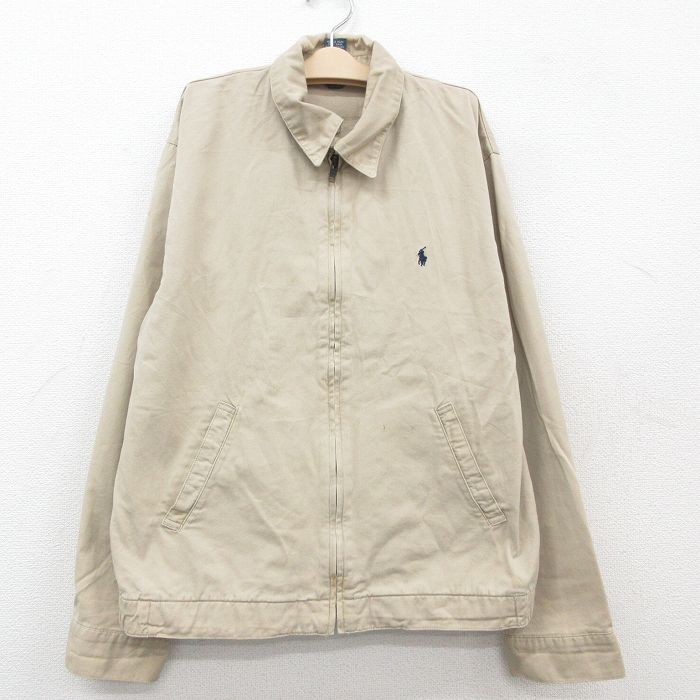 【中古】古着 ラルフローレン Ralph Lauren 長袖 ブランドジャケット スイングトップTシャツ キッズ ボーイズ 子供服 90年代 90s ワンポイントロゴ コットン ベージュ カーキ | 春夏 春物 春服…