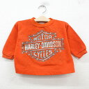 【中古】古着 ハーレーダビッドソン Harley Davidson 長袖スウェット キッズ ボーイズ 子供服 モーターサイクル クルーネック 丸首 オレンジ | 春夏 春物 春服 秋冬 秋物 秋服 女の子 子ども服 こども服 カジュアル ファッション おしゃれ かわいい 0OF