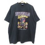 【中古】古着 半袖 ビンテージ ヴィンテージTシャツ メンズ 90年代 90s バッファローソルジャー 大きいサイズ 2L LL ビッグシルエット ゆったり ビッグサイズ オーバーサイズ コットン クルーネック 丸首 USA製 アメリカ製 黒 ブラック XLサイズ 中古 | 春夏 夏物 夏服