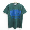 【中古】古着 半袖 ビンテージ ヴィンテージTシャツ メンズ 90年代 90s セントラルコネチカット州立大学 クルーネック 丸首 濃緑 グリーン Mサイズ 中古 | 春夏 夏物 夏服 ヴィンテージTシャツ メンズファッション カットソー ティーシャツ ティシャツ メンズ 5OF