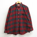 【中古】古着 エルエルビーン LLBEAN 長袖 フランネルシャツ メンズ 80年代 80s 大きいサイズ 2L LL ビッグシルエット ゆったり ビッグサイズ オーバーサイズ コットン ボタンダウン USA製 アメリカ製 赤他 レッド チェック XLサイズ 中古 トップス | 秋冬 秋物 秋服