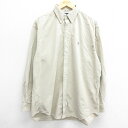 【中古】古着 ラルフローレン Ralph Lauren 長袖 ブランドシャツ メンズ 90年代 90s ワンポイントロゴ 大きいサイズ 2L LL ビッグシルエット ゆったり ビッグサイズ オーバーサイズ コットン ボタンダウン ベージュ カーキ XLサイズ 中古 トップス 秋冬 秋物 秋服 冬