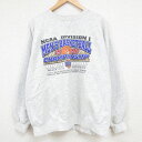 【中古】古着 長袖スウェット メンズ 90年代 90s ボイシ アイダホ バスケットボール クルーネック 丸首 薄グレー 霜降り XLサイズ 中古 スエット ト...