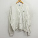 【中古】古着 ラコステ LACOSTE IZOD 長袖 ニット カーディガン メンズ 90年代 90s ワンポイントロゴ アクリル Vネック USA製 アメリカ...