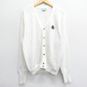 【中古】古着 IZOD 長袖 ニット カーディガン メンズ 90年代 90s ワンポイントロゴ アクリル Vネック USA製 アメリカ製 白 ホワイト XLサイ...