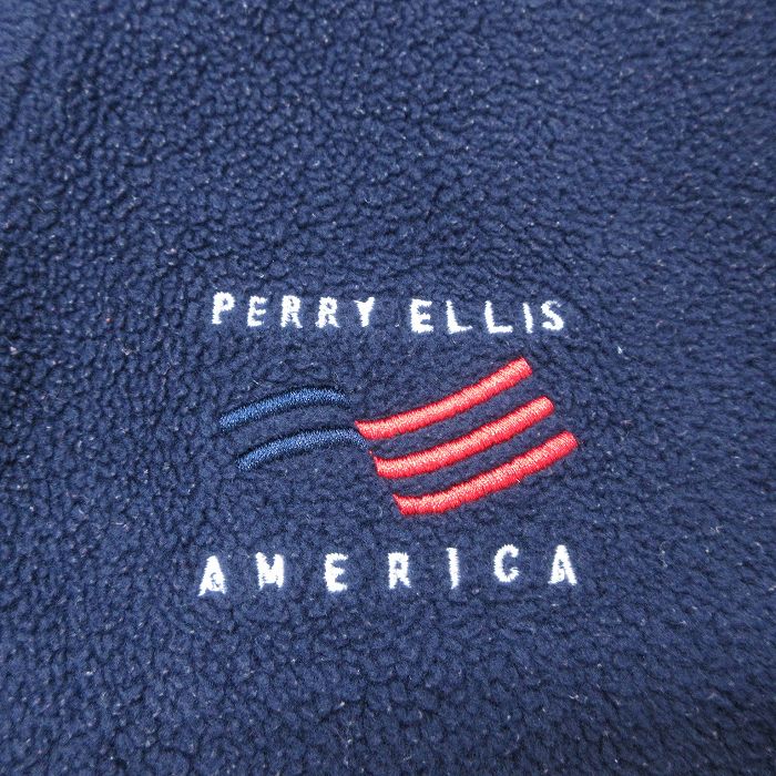 【中古】古着 ペリーエリス 長袖 ハーフジップ フリースジャケット メンズ 00年代 00s ワンポイントロゴ 紺 ネイビー XLサイズ 中古 アウター | 秋冬 秋物 秋服 冬物 冬服 カジュアル メンズファッション ファッション おしゃれ カジュアルジャケット