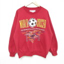 【中古】古着 長袖スウェット メンズ ワールド サッカー クルーネック 丸首 赤 レッド XLサイズ 中古 スエット トレーナー トップス | 春夏 春物 春服...