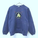 【中古】古着 長袖スウェット メンズ 90年代 90s PALM BEACH 馬 刺繍 クルーネック 丸首 USA製 アメリカ製 紺 ネイビー Lサイズ 中古 ...