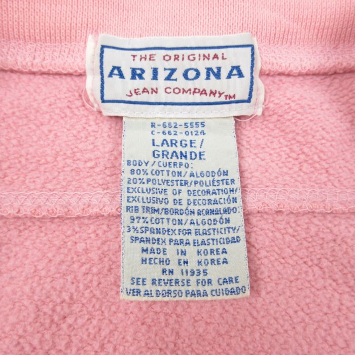 【中古】古着 アリゾナジーンズ 長袖スウェット メンズ 00年代 00s 刺繍 クルーネック 丸首 ピンク Lサイズ 中古 スエット トレーナー トップス | 春夏 春物 春服 秋冬 秋物 秋服 メンズファッション カジュアル おしゃれ ファッション