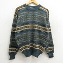 【中古】古着 シアーズ 長袖 セーター メンズ 90年代 90s クルーネック 丸首 薄紺系他 ネイビー Lサイズ 中古 ニット トップス | 春夏 春物 春服...