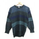 【中古】古着 長袖 セーター メンズ 90年代 90s ウール クルーネック 丸首 イギリス製 濃緑他 グリーン Sサイズ 小さいサイズ 中古 ニット トップス...