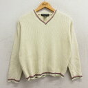 【中古】古着 バナナリパブリック BANANA REPUBLIC 長袖 セーター レディース 00年代 00s 無地 コットン Vネック 生成り 中古 ニット ...