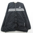 【中古】古着 アディダス adidas 長袖 ナイロンジャケットパーカー キッズ ボーイズ 子供服 90年代 90s ビッグロゴ 刺繍 リバーシブル 黒他 ブラック | 春夏 春物 春服 秋冬 秋物 秋服 女の子 子ども服 こども服 カジュアル ファッション おしゃれ かわいい