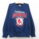 【中古】古着 長袖スウェット キッズ ボーイズ 子供服 80年代 80s MLB ボストンレッドソックス ラグラン クルーネック 丸首 USA製 アメリカ製 紺 ネイビー メジャーリーグ ベースボール 野球 | 春夏 春物 春服 秋冬 秋物 秋服 女の子 子ども服 こども服 カジュアル フ