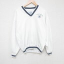 【中古】古着 長袖スウェット メンズ 90年代 90s MOUNT BRENTON ゴルフ Vネック 白 ホワイト Lサイズ 中古 スエット トレーナー トップ...