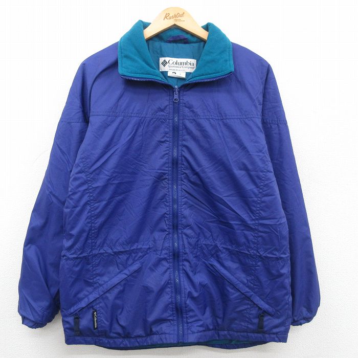 【中古】古着 コロンビア COLUMBIA 長袖 ナイロンジャケット レディース 00年代 00s 襟フリース 大きいサイズ 2L LL ビッグシルエット ゆったり ビッグサイズ オーバーサイズ ラグラン 紫 パープル 中古 アウター ウインドブレーカー | 秋冬 秋物 秋服 冬物