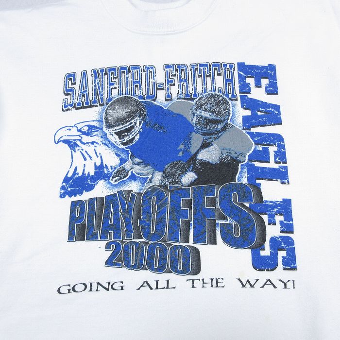 【中古】古着 ヘインズ Hanes 長袖スウェット メンズ 00年代 00s サンフォードフリッチイーグルス フットボール クルーネック 丸首 白 ホワイト Lサイズ 中古 スエット トレーナー トップス | 春夏 春物 春服 秋冬 秋物 秋服 メンズファッション カジュアル