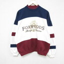 【中古】古着 長袖スウェット メンズ 90年代 90s FOXWOODS マルチカラー モックネック ハイネック 白他 ホワイト XLサイズ 中古 スエット ト...
