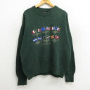 【中古】古着 STRUCTURE 長袖 セーター メンズ 00年代 00s 国旗 刺繍 クルーネック 丸首 緑 グリーン XLサイズ 中古 ニット トップス |...