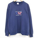 【中古】古着 オニータ ONEITA 長袖スウェット メンズ 90年代 90s イエローストーン 刺繍 クルーネック 丸首 濃紺 ネイビー Lサイズ 中古 スエ...