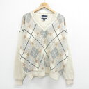 【中古】古着 長袖 セーター メンズ 90年代 90s GANT アーガイル柄 ウール Vネック 白他 ホワイト XLサイズ 中古 ニット トップス | 春夏 ...