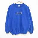 【中古】古着 長袖スウェット メンズ 00年代 00s エリー湖 刺繍 クルーネック 丸首 青 ブルー XLサイズ 中古 スエット トレーナー トップス | 春...