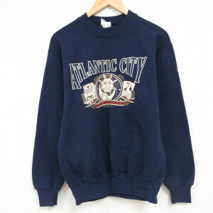 【中古】古着 ジャージーズ 長袖スウェット メンズ 00年代 00s アトランティックシティ カジノ クルーネック 丸首 濃紺 ネイビー Sサイズ 小さいサイズ 中古 スエット トレーナー トップス | 春夏 春物 春服 秋冬 秋物 秋服 メンズファッション カジュアル お