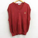 【中古】古着 IZOD ニットベスト メンズ 90年代 90s 鳥 ゴルフ コットン Vネック USA製 アメリカ製 赤 レッド Lサイズ 中古 トップス | 春夏 春物 春服 秋冬 秋物 秋服 メンズファッション カジュアル おしゃれ ファッション