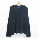 【中古】古着 ギャップ GAP 長袖 セーター メンズ 00年代 00s 無地 大きいサイズ 2L LL ビッグシルエット ゆったり ビッグサイズ オーバーサイズ ウール Vネック 紺 ネイビー XLサイズ 中古 ニット トップス | 春夏 春物 春服 秋冬 秋物 秋服 メンズファッション カジ