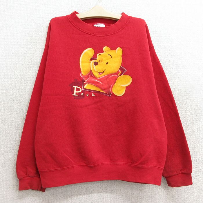 【中古】古着 長袖スウェット キッズ ボーイズ 子供服 90年代 90s ディズニー DISNEY くまのプーさん クルーネック 丸首 USA製 アメリ..