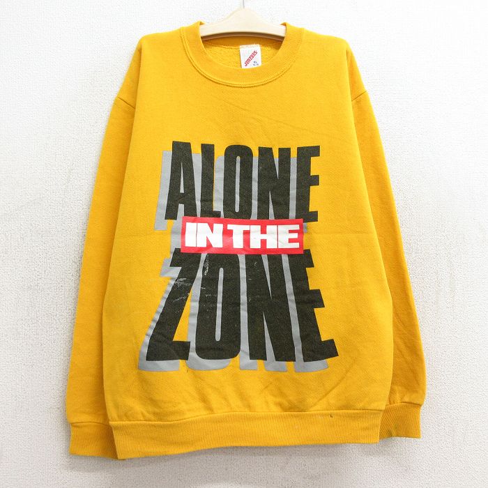 【中古】古着 ジャージーズ 長袖スウェット キッズ ボーイズ 子供服 80年代 80s ALONE IN THE ZONE クルーネック 丸首 USA製 アメリカ製 黄 イエロー | 春夏 春物 春服 秋冬 秋物 秋服 女の子 子ども服 こども服 カジュアル ファッション おしゃれ かわいい 2OF