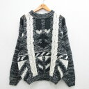 【中古】古着 長袖 セーター メンズ 90年代 90s アクリル モックネック ハイネック 濃グレー他 【spe】 Lサイズ 中古 ニット トップス | 春夏 春物 春服 秋冬 秋物 秋服 メンズファッション カジュアル おしゃれ ファッション|詳細画像